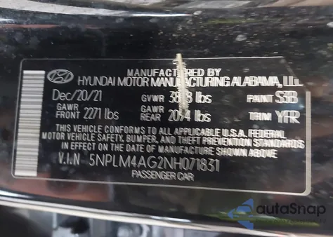 2022 Hyundai Elantra Sel from USA, damaged, VIN 5NPLM4AG2NH071831
